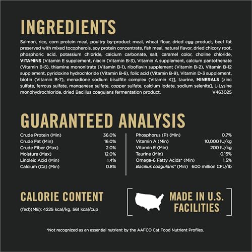 Purina Pro Plan High Protein Cat Food With Probiotics for Cats, Salmon and Rice Formula - 7 lb. Bag