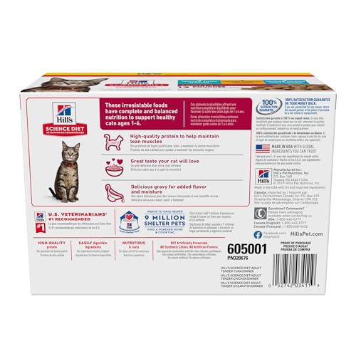 Hill's Science Diet Adult 1-6 Wet Cat Food Variety Pack, Chicken, Tuna, & Ocean Fish, 2.8 oz. Pouches, 12-Pack