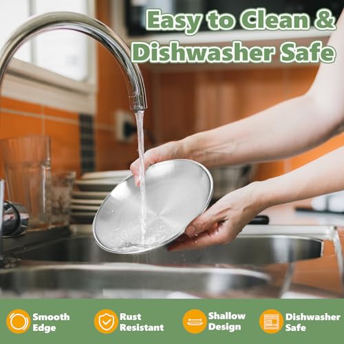 4-Pack Stainless Steel Cat Food Bowls, Shallow Whisker-Friendly Non-Slip Silicone Base Metal Dishes, Easy to Clean Indoor Feeding Flat Plates for