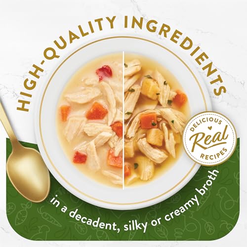 Purina Fancy Feast Chicken Broth Complement Lickable Grain Free Wet Cat Food Variety Pack - (Pack of 12) 1.4 oz. Pouches