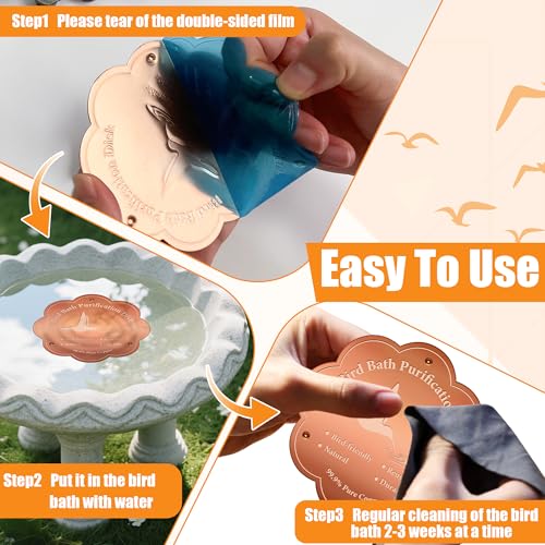 1P 4inches Bird Bath Purification Disk, 99.99% Pure Copper Bird Bath Disc Safe Birdbath Cleaner Disks for Outdoor All-Season Use 0.6mm Birdbaths