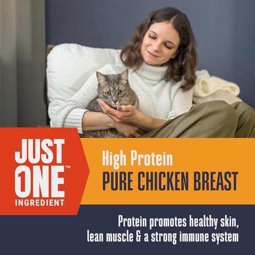 Whole Life Cat Just One Chicken Freeze Dried Cat Treats - Human Grade High Protein Food, Healthy Training Snacks, Freeze Dried Chicken Food Toppers