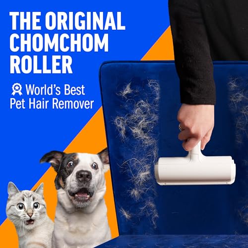 ChomChom Roller Pet Hair Remover – Original Size Reusable Lint Roller for Cat & Dog Hair on Furniture, Couch, Carpet, Car, Rugs & Bedding – Portable