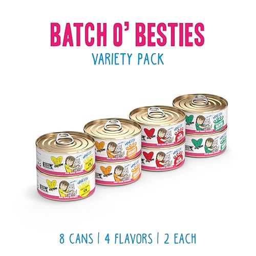 Weruva BFF Minced Natural Wet Cat Food, Batch O Besties Variety Pack, 5.5oz Can, Pack of 8