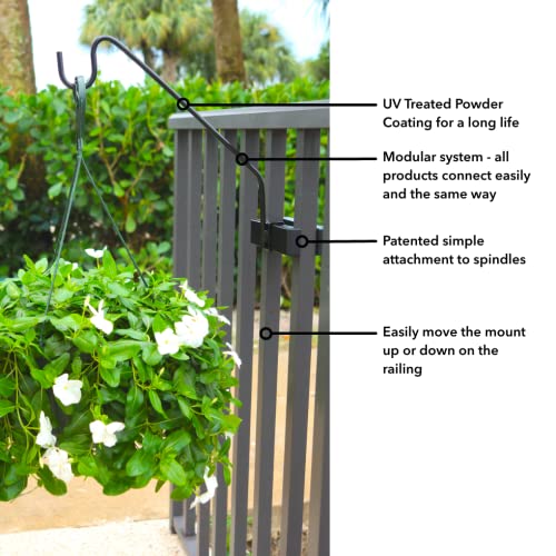 Premium - Hold It Mate Multi Use Hook Kit for Vertical Spindled Railings, Hang Flower Baskets Chimes Bird Feeder 15LBS Weight Limit