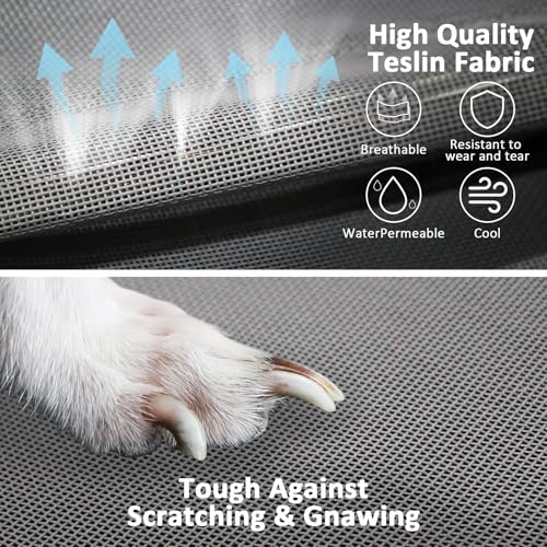 Elevated Dog Bed with Teslin Cooling Fabric - Lightweight Dog Cot for Small Dogs, Waterproof & Washable Breathable Mesh, Raised Pet Bed for Indoor