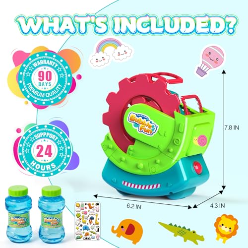 Bubble Machine for Toddlers Kids & Pets, with 8oz Safe Solution, Extra Large & Bubbles in Bubble Maker, Children & Pets Dog Toys Gift, Indoor/Outdoor
