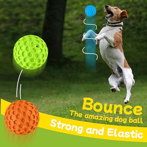 havit Indestructible Squeaky Dog Balls for Aggressive Chewers, Interactive Dog Toys to Keep Them Busy, Rubber Dog Chew Toy for Large Medium Breeds