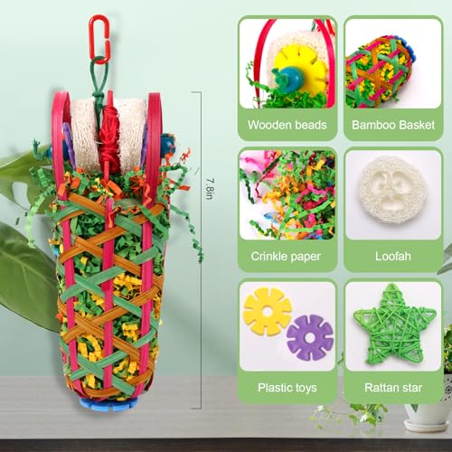 Kyouki Parakeets Toys, 2 PCS Bird Chewing Toys – Perfect for Cockatoos, Conures, Love Birds, Small & Medium Parrots, Fun Foraging & Tearing Bird Cage