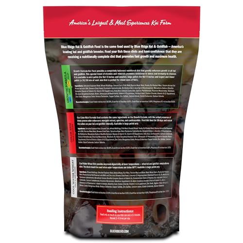 Blue Ridge Koi Fish Food 2lb - Cool Water Wheat 3/16", Fall and Winter Floating Pond Pellets, Ponds Fish Food