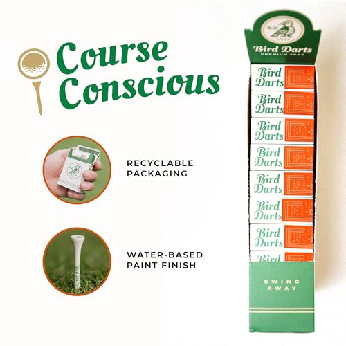 Premium Bamboo Wood Golf Tees, 18/72/180 Units (Packs of 18), 2 ¾ Golf Tees in Cigarette-Style Packaging, Durable, Biodegradable, Golf Tees Wood for