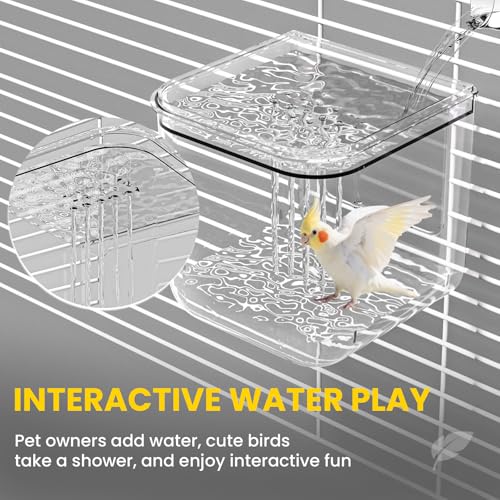 No Mess Automatic Bird Feeder,Multifunctional Parrot Seed Feeders,Transparent Seed Food Container,Bird Cage Accessories for Canaries Budgies