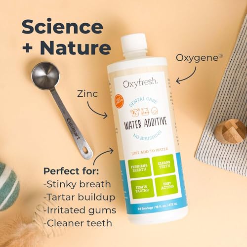 Oxyfresh Premium Pet Dental Care Solution Pet Water Additive: Best Way to Eliminate Bad Dog Breath and Cat Bad Breath - Fights Tartar & Plaque - So