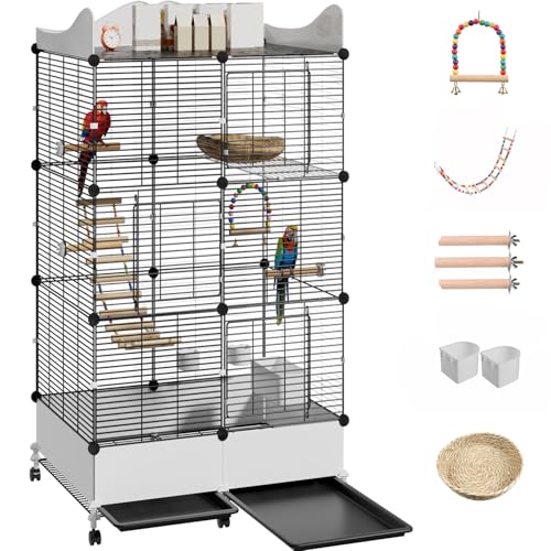 Encrypted Bird Cage Large Bird Cages 57-Inch, Top Storage Space, Bottom Splash Guard with Essential Bird Supplies – Durable & Spacious Aviary