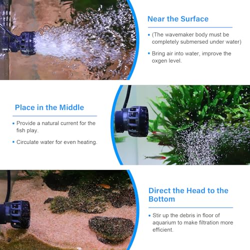 hygger Aquarium Wave Maker for 5-10 Gallon Fish Tanks, Adjustable DC Power Heads for Aquarium with Controller, Aquarium Circulation Pump With