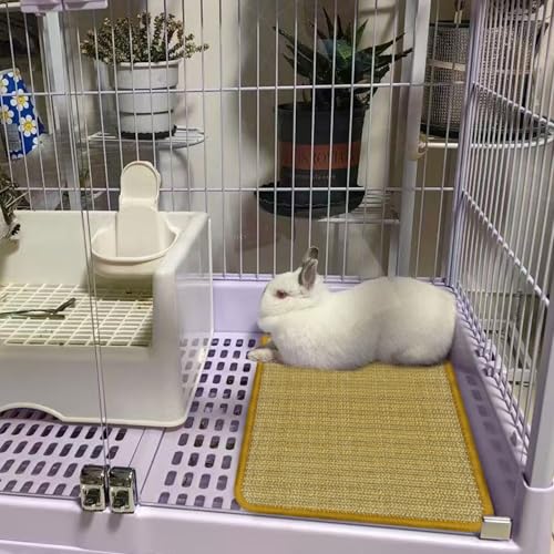 DYAUS Rabbit Scratching Pad, Sisal Bunny Scratch Pad, Natural Rabbit Foraging Mats for Cages, Indoor Bunny Toys Accessories for Bedding Biting