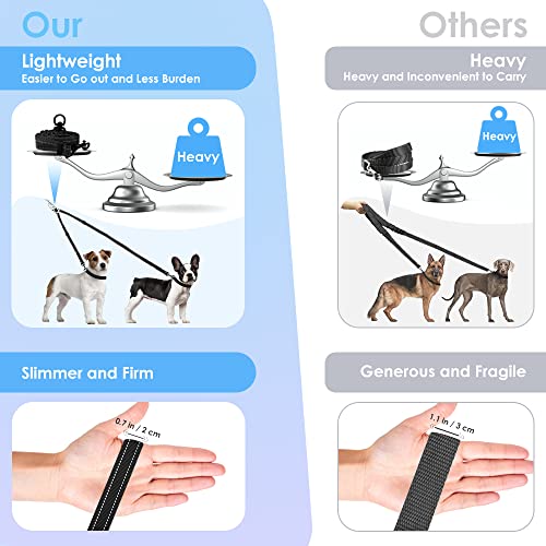 AUTOWT Double Dog Leash, No Tangle 360°Swivel Rotation Reflective Lead Attachment Adjustable Length Dual Two Dogs Lead Splitter, Comfortable Shock
