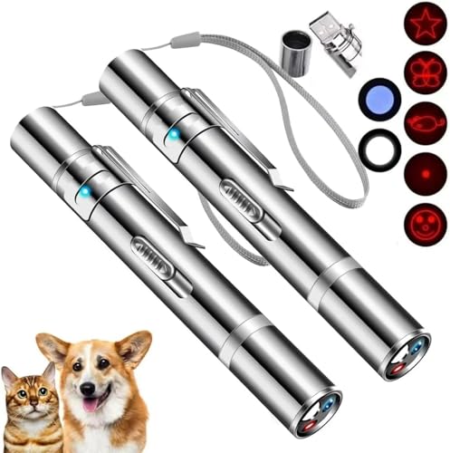 Laser Pointer, Cat Toys, Cat Laser Pointer with 3 Light Modes & 5 Fun Patterns,Portable Interactive Kitten Pet Bird Dog Cat Mouse Toy for Fun Chase