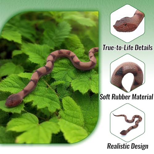3PCS Rubber Snakes Fake Snake, Realistic Rubber Snake Toy to Keep Birds Away for Garden, Lifelike Plastic Fake Snakes Prank Toys for Men, Adults Kids