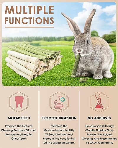 Bissap 40PCS Rabbit Chew Sticks, 20PCS Sweet Bamboo Chew Sticks & 20PCS Papaya Stems Bunny Chews for Rabbit Hamster Chinchilla Guinea Pig Small