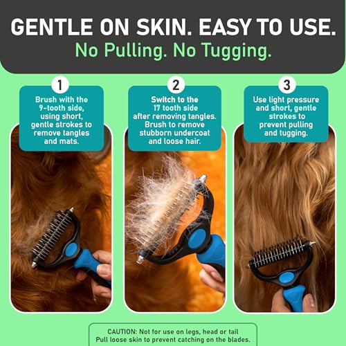 Maxpower Planet Original Pet Grooming Rake - Double-Sided Deshedding Dematting Tool, Undercoat Rake for Dogs & Cats, Extra-Wide Dog Grooming Brush