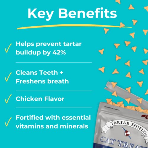 Tartar Shield Cat Treats | Daily Dental Treats | Cleans Teeth & Gums Fresh Breath Natural Oral Health Support | Wholesome & All-Natural Bites | USA