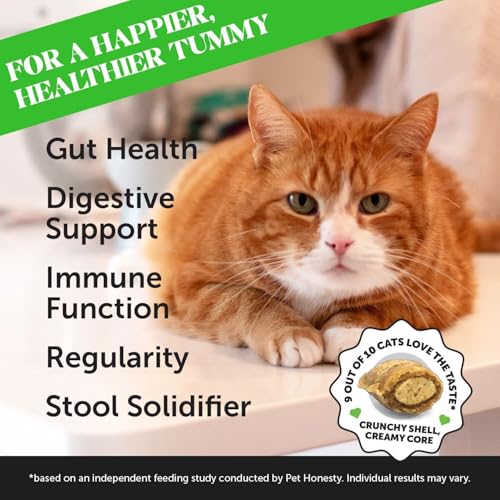 Cat Probiotics Gut + Immune Health Chews – Crunchy & Creamy Cat Treats for Digestive Health, Gut Flora & Constipation Relief – Supports Immunity