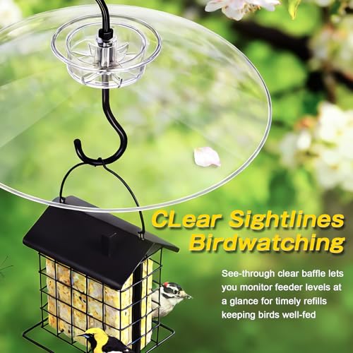 Gtongoko Baffles for Bird Feeders, 12 Inch One-Piece Cover for Rain Guard, Bird Feeder Squirrel Guard, Full Protection for Outdoors, Chew-Proof PC