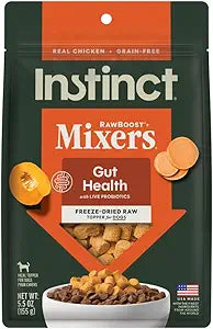 Instinct RawBoost Functional Mixers, Freeze Dried Dog Food Topper, Grain-Free, Real Chicken - Gut Health, 5.5 oz. Bag