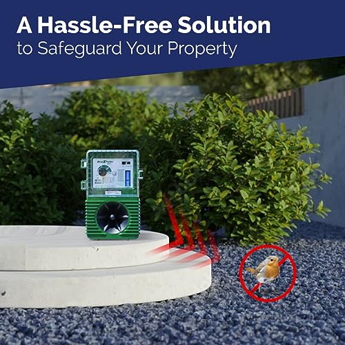 Bird-X BirdXPeller Pro Electronic Bird Preventer Version 1, Sonic Bird Decoy Device, Perfect for Pigeons, Starlings, Sparrows, and Gulls, Covers up