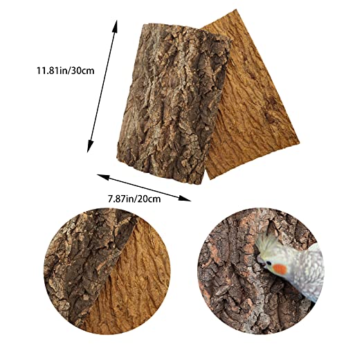2 Pack 12 x 8 Inch 100% Natural Cork Perch, Bird Cork Seat Boards, Birdcage Bark Decor Accessories for Birds Parakeets Budgie Parrot Cockatiel