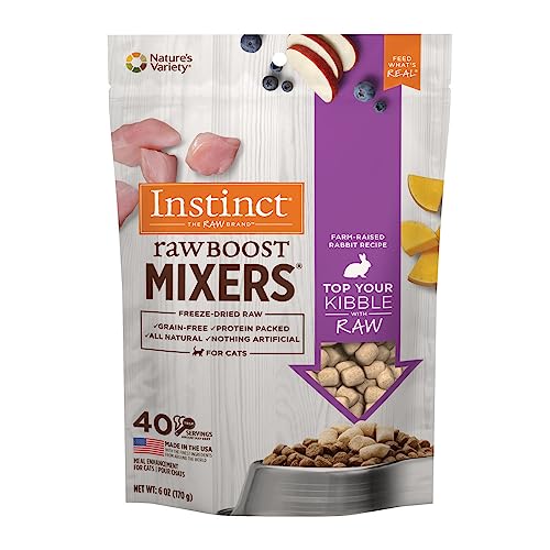 Instinct Raw Boost Mixers Freeze Dried Cat Food Topper, Grain Free - Farm-Raised Rabbit, 6 oz. Bag