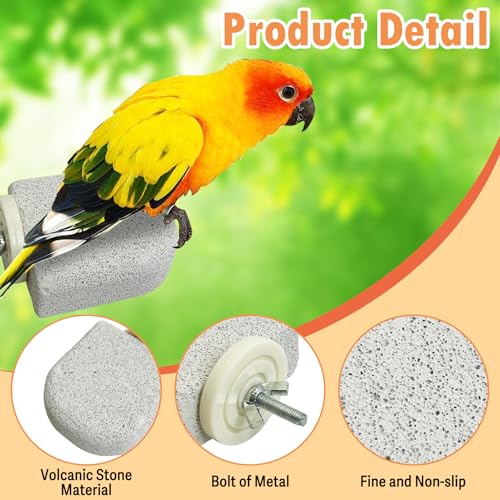 PINVNBY 4 PCS Bird Perch Stands Parrot Calcium Perch Beak Grinding Stone Foot Claws Trimmer Parakeet Platform Parrot Chewing Toys for Small Medium