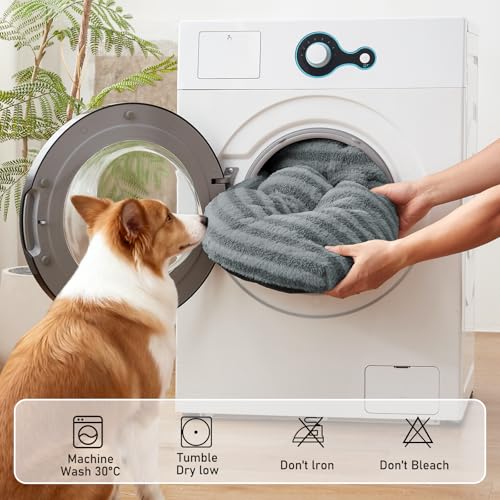 FURTIME Washable Dog Bed Large Sized Dogs, Deluxe Dog Crate Beds Comfy Fluffy Kennel Pad Anti-Slip Pet Sleeping Mat, Machine Washable Dogs Pillow