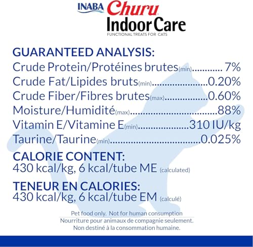 INABA Churu for Cats, Functional, Creamy Lickable Purée Cat Treat for Indoor Care and Hairball Control, 0.5 Ounces Each, 24 Tubes (4 per Pack), 2