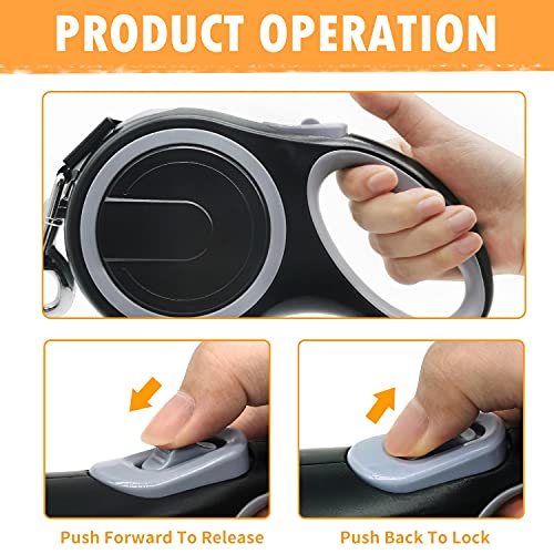 26Ft Retractable Dog Leash, Heavy Duty Great Leash for Dog up to 110 lbs, Anti-Slip Rubberized Handle, One-Handed Brake, Strong Nylon Tape, Tangle