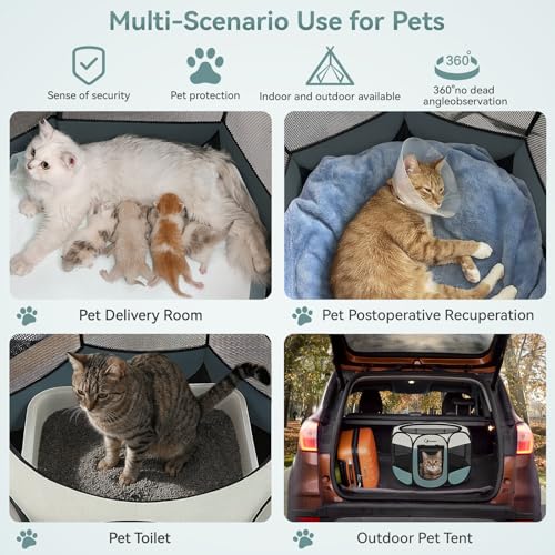 Siedihit Dog Cat Playpen, Puppy Pet Playpen Indoor for Small Dog Crate Tent Cage Outdoor, Portable Pop Up Dogs Enclosure Kennel with Carrying Case
