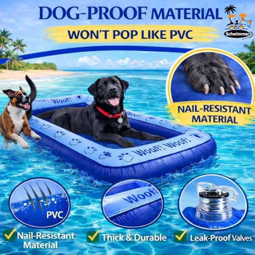 Schwimmer Dog Pool Float – Premium Pool Float for Large Dogs up to 220lbs – Durable & Inflatable Dog Raft for Pool, Lake & Beach – Comfortable & Safe