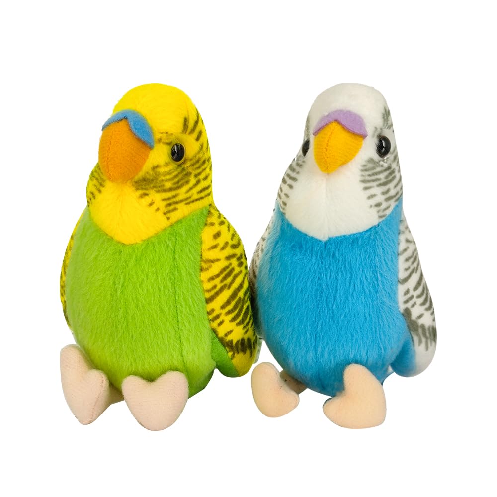 2Pcs Budgerigar Plush Toy, 5.5 inches, Parakeet Plush Toy, Budgie Soft Toy, Bird Stuffed Animal for Kids