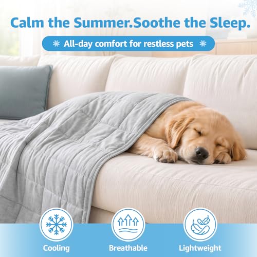 Cooling Blanket for Dogs, 0.4 Q-MAX Dog Cooling Blanket Washable, Cool to Touch Pet Blanket Cooling Comforter Throw for Bed Cover, Soft Lightweight