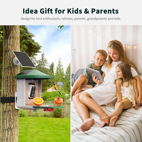 HARYMOR Bird Feeder with Camera with AI Identify Birds Species Solar Powered, Smart Bird House with Cam, 2K HD Video Live Stream, Instant Arrival