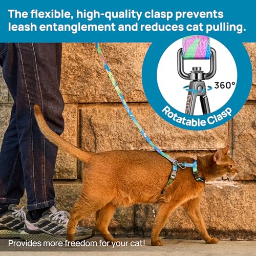 Cat Harness and Leash Set - Escape Proof Adjustable Cat Harness, Comfortable Soft Lightweight, Use Safe & Easy, Walking Travel Kitten Harness for