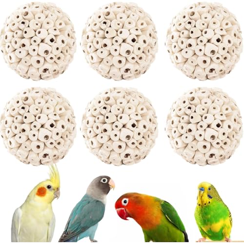 Bird Toys Sola Balls 2.36'' - 6PCS, Bird Foraging Toy, Soft Sola Atta Ball, Parrot Chew Shred Toy for Sharpening Claws and Beaks for Cockatiel