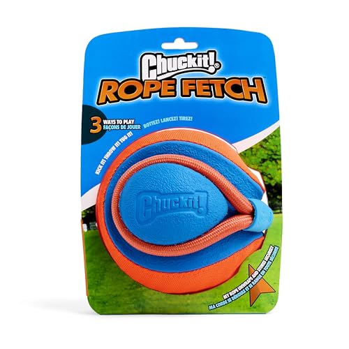Chuckit! Rope Fetch Dog Toy - Ball on Rope Fetch and Tug-of-War Toy for Dogs - Durable EVA Rubber Construction - 5.5-inch Diameter - 18-inch Rοpe