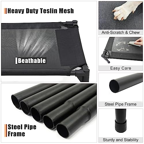 Garnpet Elevated Dog Bed for Large Dogs, Raised Dog Cot Fits Up to 120 LBs, Heavy Duty Pet Cots with Durable Supportive Teslin Recyclable Washable