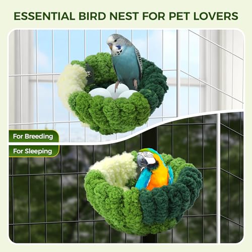 Bird Nest for Cage,Plush Hanging Bird Bed for Parakeet,Breeding Bird House for Conure,Budgie,Cockatiel,Lovebird,Canary,Finch,Hamster,Small Pets,Warm