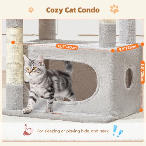 Taoqimiao Cat Tree,38.2-Inch Cat Tower for Indoor Cats,Suitable for Kittens with Luxurious cat condo with Adjustable Baskets and Luxurious Perch