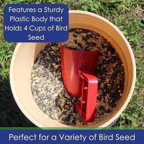 Bird Seed Scoop, Quick Release Plastic Scoop for Ease in Filling Bird Feeders, Holds 4 Cups of Seed