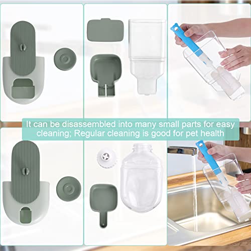 Lemtrflo Hanging Automatic Food and Water Dispenser, Gravity Rabbit Feeder Set, Cage Cat and Bunny Food Bowl (Cage Grid Spacing Over 1.2'')