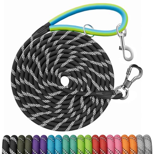 NTR 30 FT Dog Leash, Obedience Recall Training Agility Lead, with 2 Swivel Hooks, Reflective Threads and Soft Handle, Puppy Leash for Walking